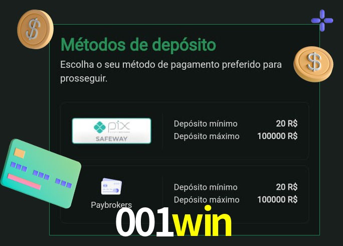 O cassino 001win oferece uma grande variedade de métodos de pagamento